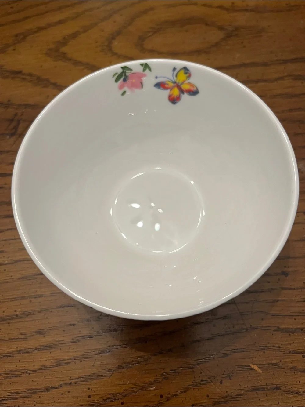 Set of 3 White Ceramic Bowls with Floral & Butterfly Pattern‎
